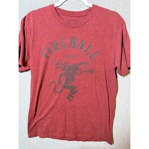 Vintage Fireball Whisky Dragon T-Shirt Men's Medium Red Graphic Tee Liquor Promo